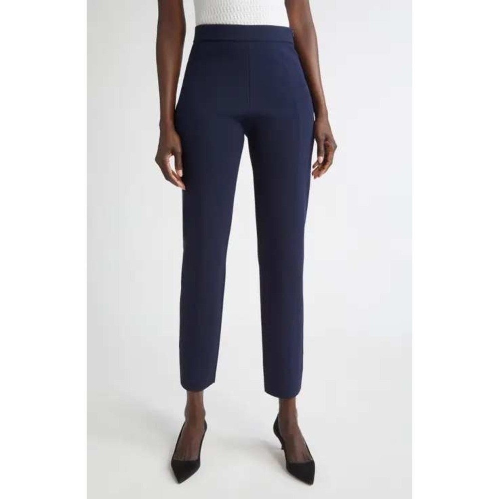 St. John Navy Blue Straight‎ Leg Ankle Pants Side Zip Professional Womens Size 2